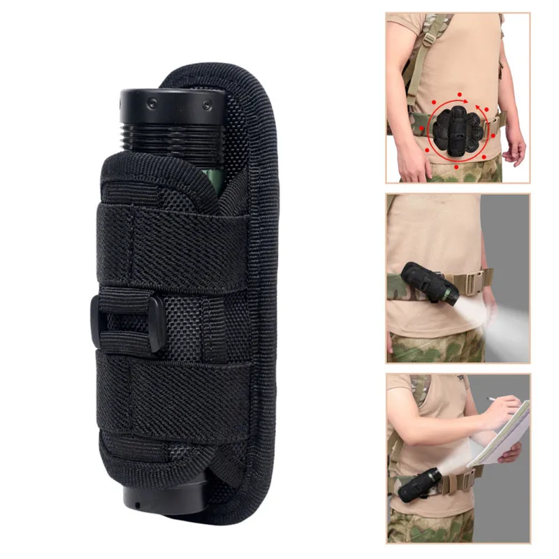 

Portable Flashlight Cover Holder Tactical 360 Degrees Rotatable Flashlight Pouch Holster Torch Case Belt For Hunting Lighting 1