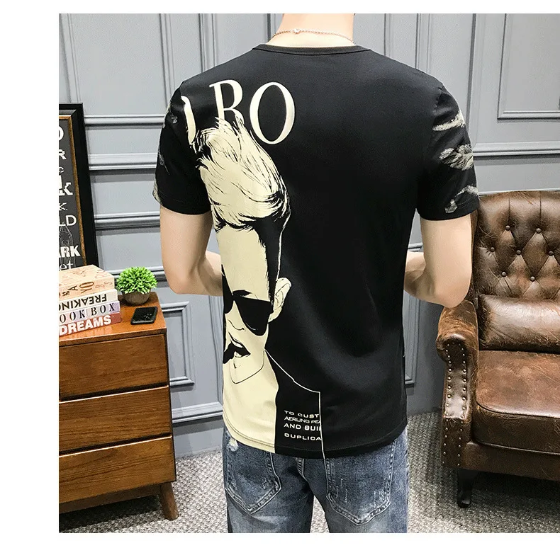 Летняя Новинка, футболка с персональным принтом, Camiseta Hombre, Клубные вечерние футболки, Hombre, Hombre, Manga Corta, корейский топ, короткая футболка