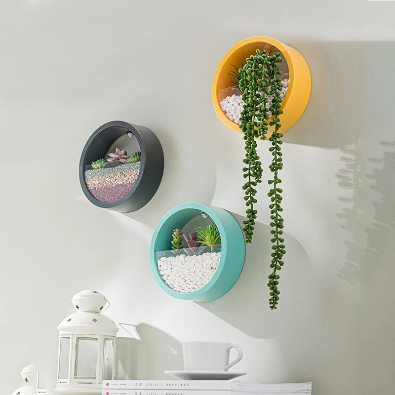 

Round Iron Vase Living Room Hanging Basket Decorative Flower Pot Wall Decor