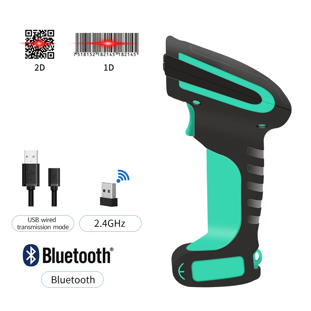 

1D 2D Ручной USB проводной Bluetooth беспроводной сканер штрих-кода промышленного класса, водонепроницаемый, IP64,QR-код, фотомагнитный сканер