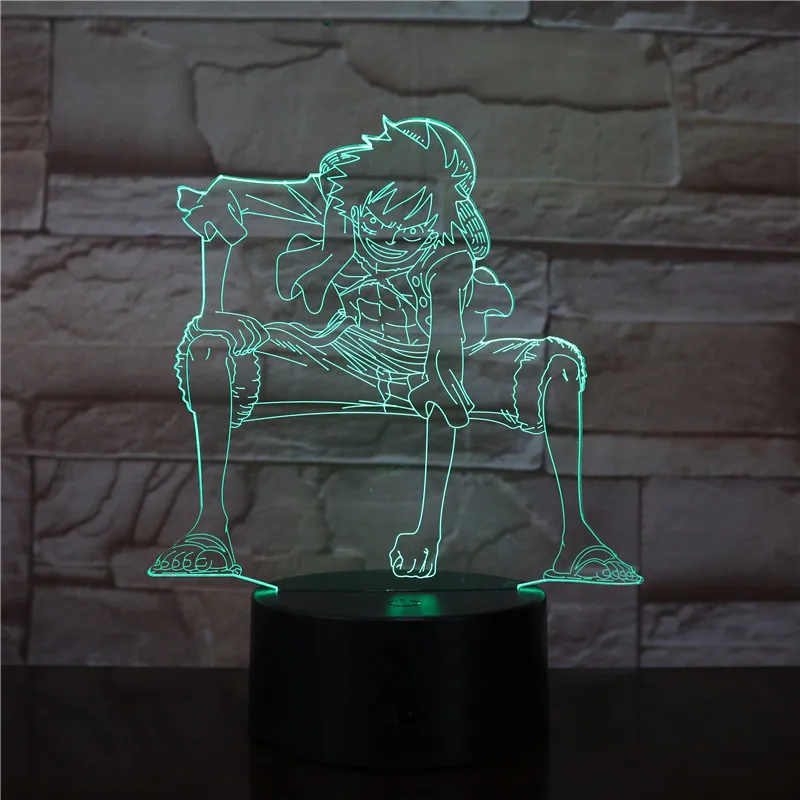 3D светодиодный ночник светильник одна штука обезьяна д Луффи рисунок комната