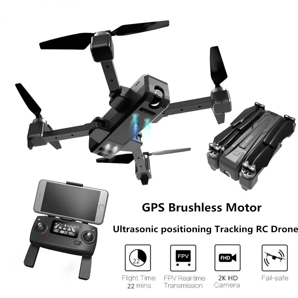 GPS Дрон бесщеточный ультразвуковой с камерой HD 2K селфи Радиоуправляемый