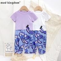 mudkingdom t shirts pants sets mother daughter family matching clothes summer casual letter tops cartoons loose trousers outfits