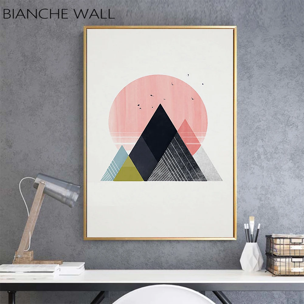 Постер на холсте с геометрическим рисунком в скандинавском стиле - купить по