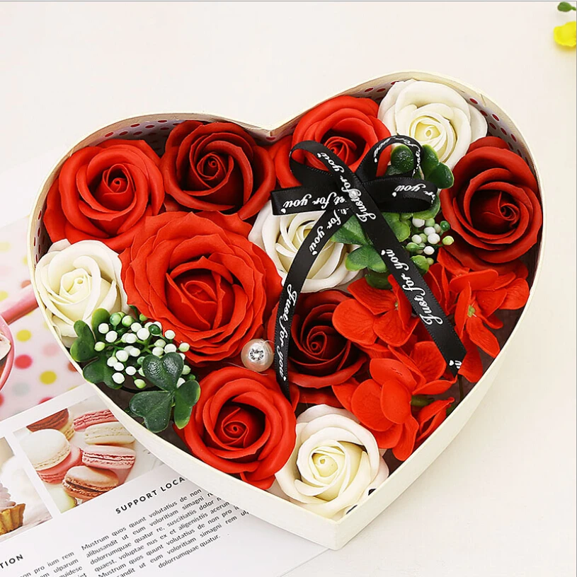 Романтическое мыло роза цветок в форме сердца подарочная коробка день святого