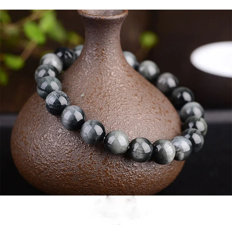 Черный и белый натуральный ястреб браслеты для женщин мужчин AAAA Кристалл стрейч