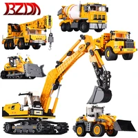xingbao blocks engineering bulldozer crane working cement mixer truck car building block city construction toy compatible bricks