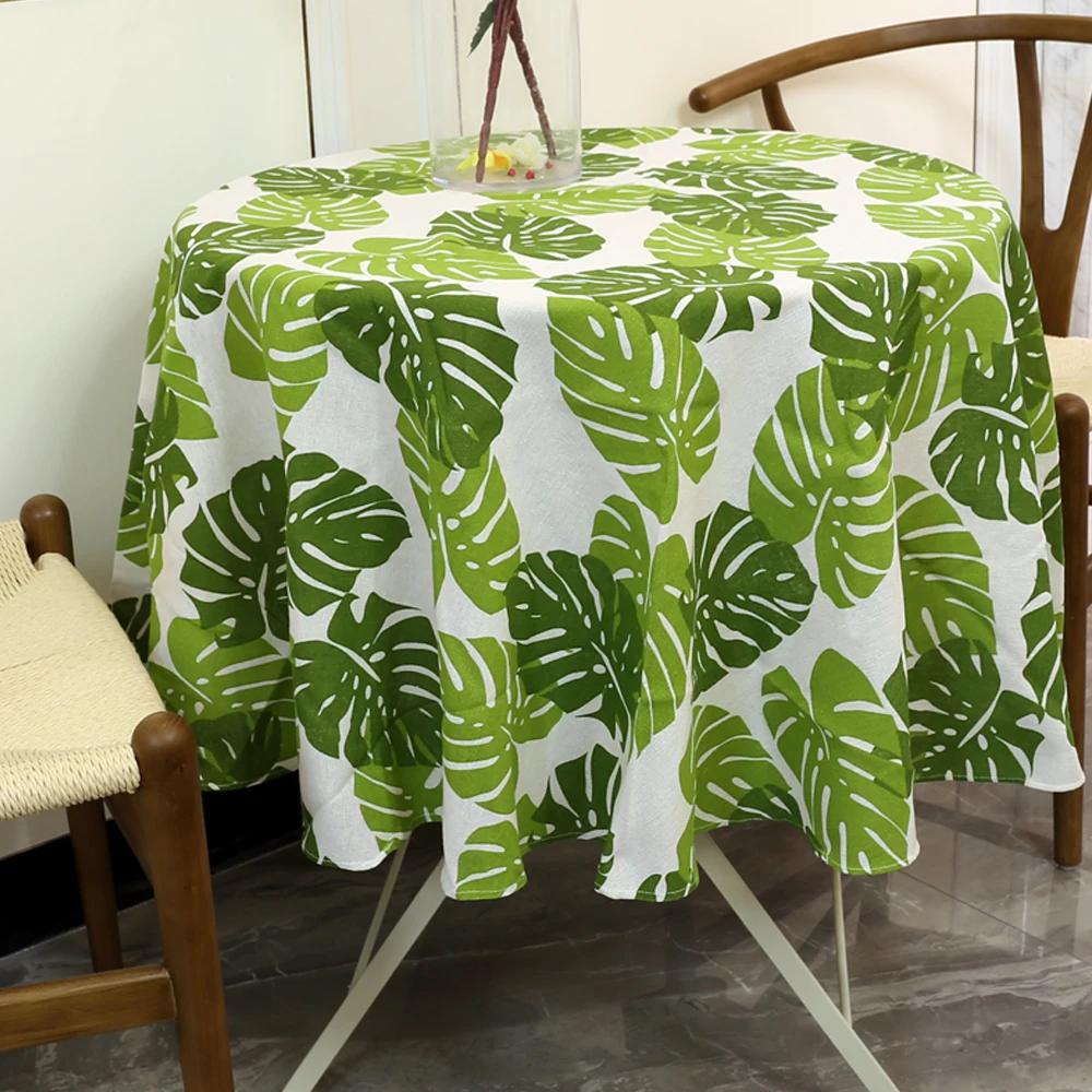 150cm table cloth cotton linen round tablecloth dining table cover nordic printed home decor white green dust cover for kitchen free global shipping