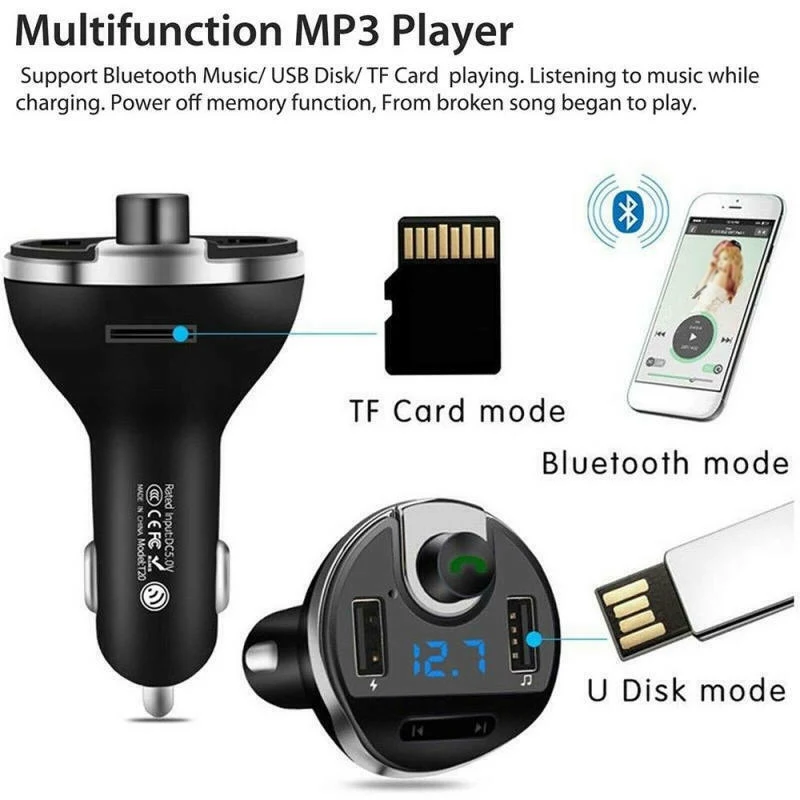Многофункциональный беспроводной автомобильный Bluetooth fm передатчик MP3 радио