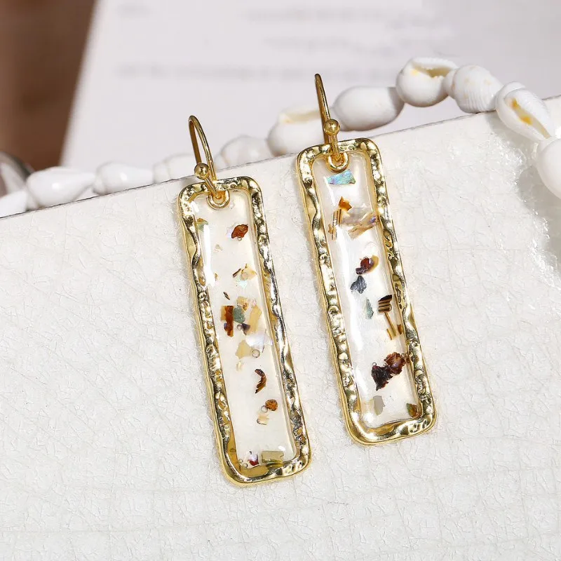 

2021 Jewelry Gifts Women Epoxy Sequin Geometry Pendant Earrings