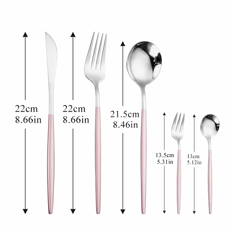 

Luxury Pink Silver Tableware Set Flatware Kitchen Utensils Creative Combination Dinnerware Knife Fork Spoon Travel Cutlery Set