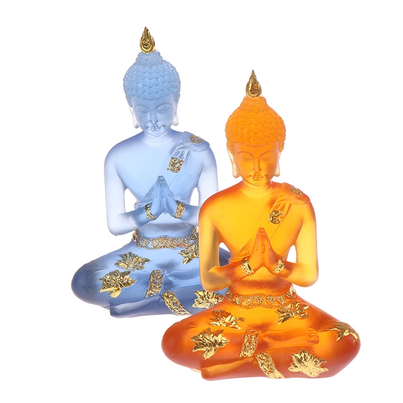 

1PC Indian Buddha Statue Sculpture Resin Figurine Thailand Fengshui Ornaments Home Decor Meditation Miniature