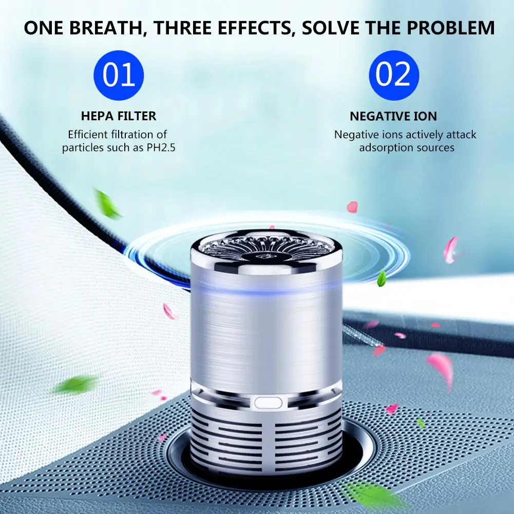 

Home Car Air Purifier Small Negative Ion Purification Odor Desktop Portable Air Cleaner Ionizer For Automobile Home Office