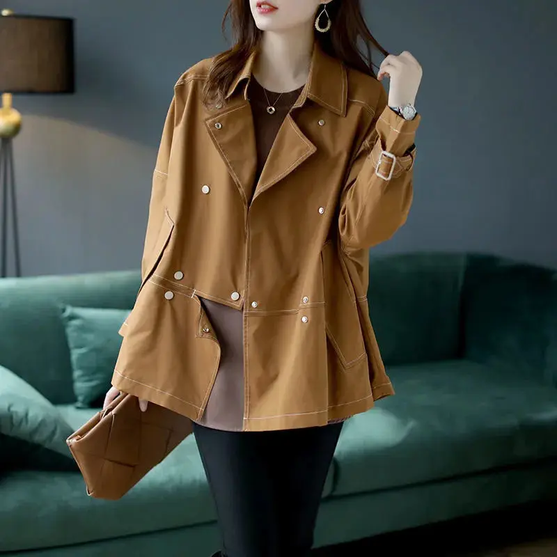 

2021 Spring and Autumn Women Korean Fashion Casual Loose Lapel Harajuku Long Sleeve Large Size Jacket Women's Windbreaker Jacket