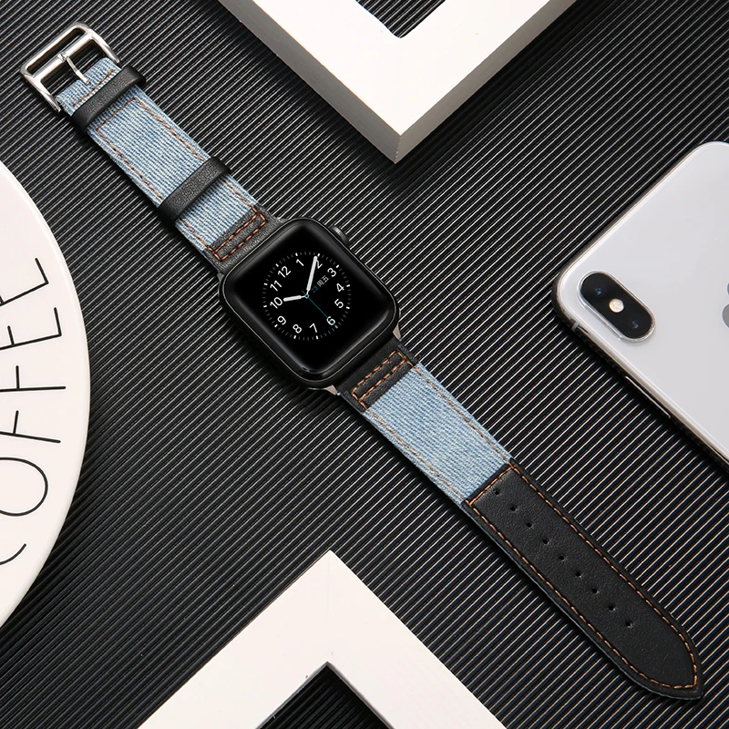 Ткань и натуральная кожа ремешок для apple watch, ремешок 42 мм, 38 мм, Версия 44 мм 40 мм apple watch 5/4/3/2/1 браслет wristbelt аксессуары