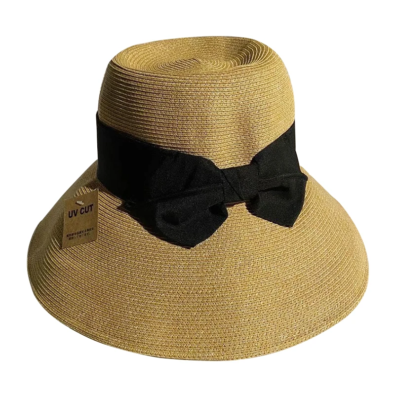 

WeMe 2021 Popular Paper Hat With Bowknot Sunshade Fisherman Hat UV Protection