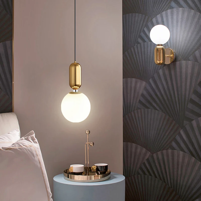 Современсветодиодный ная Подвесная лампа в форме стеклянного шара декоративный