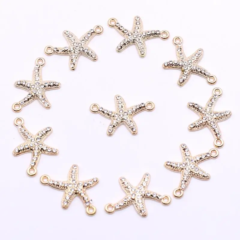10 шт. 20 Золотая Морская звезда ювелирный соединитель стразы для изготовления