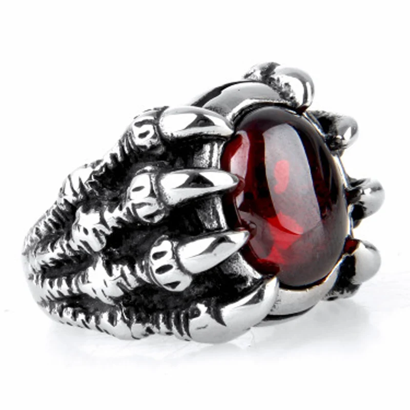 Бесплатное Винтажное кольцо в стиле панк с красным Черным Камнем крутые мужские
