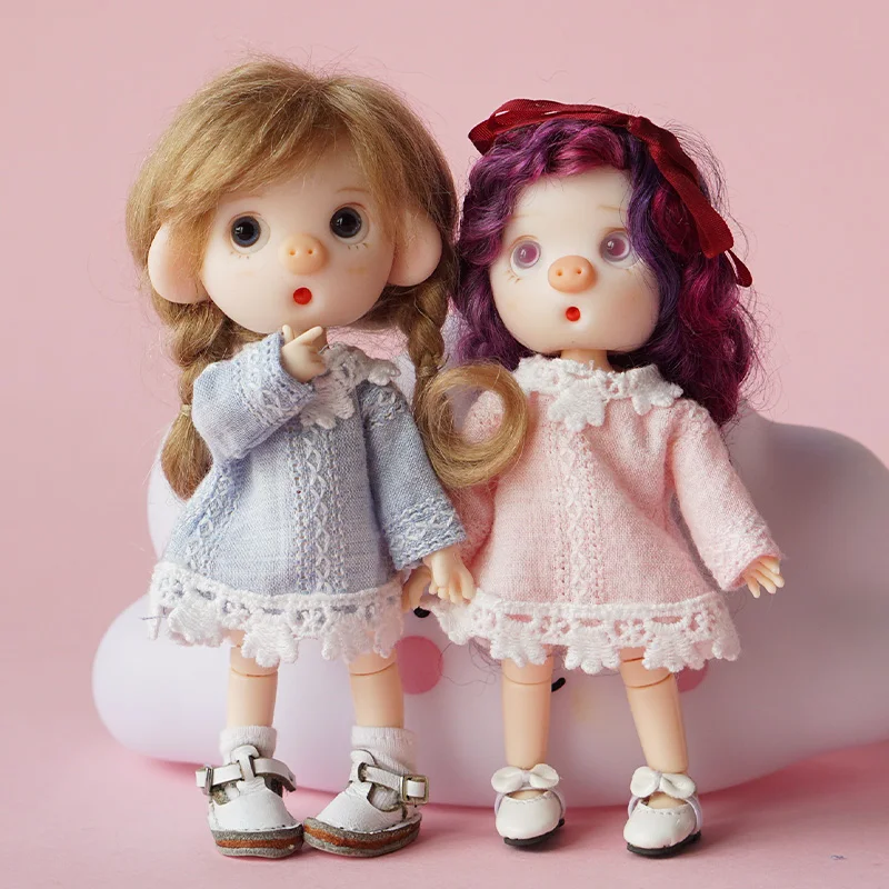 Милая Мини-одежда OB11 синее розовое кружевное платье наряд для Obitsu11 1/12 шарнирные