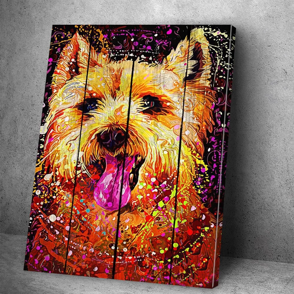 

Canvas Pet Bichon Frise Poster Wall Art Print Painting Wall Pictures Bedroom Decor Frame