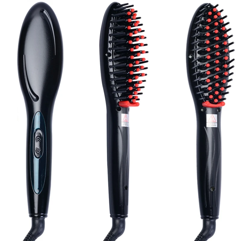 Черная вилка США Керамическая электрическая щетка для выпрямления волос
