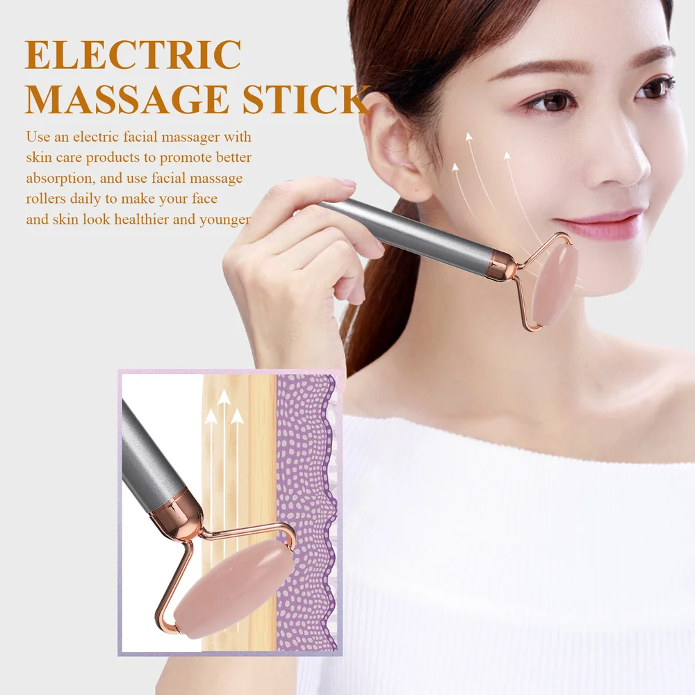 

1 Set 3-in-1 Jade Roller Electric Facial Massager Face Roller Massaging Tools