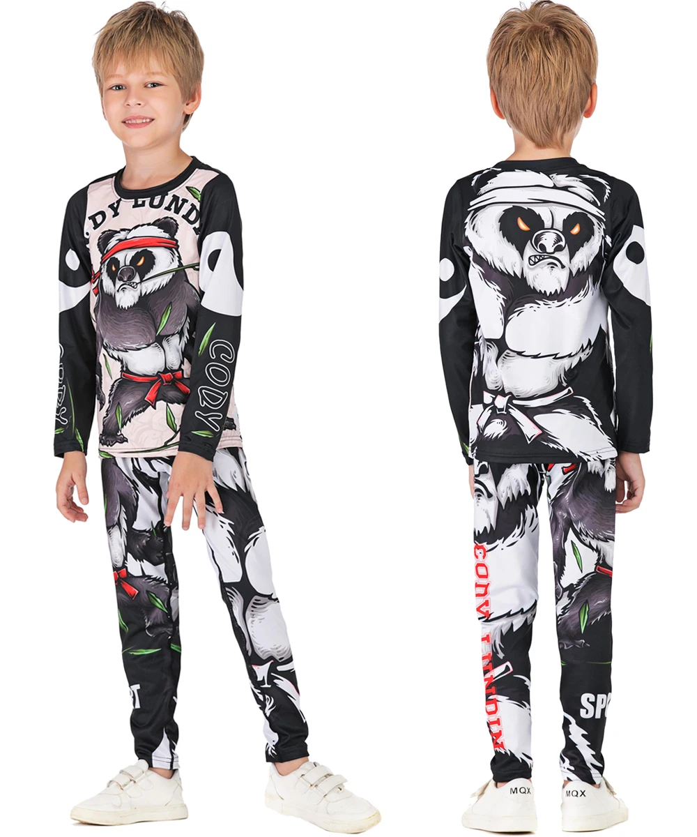 Детские спортивные костюмы Muay Thait футболка с коротким рукавом и штаны для бокса MMA