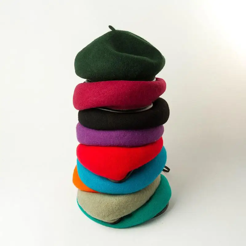 

2020 New Fashion Pu Leather Rope Female Casual Classic Solid Color Simple Caps Hats Women Winter Wool Painter Cap Beret
