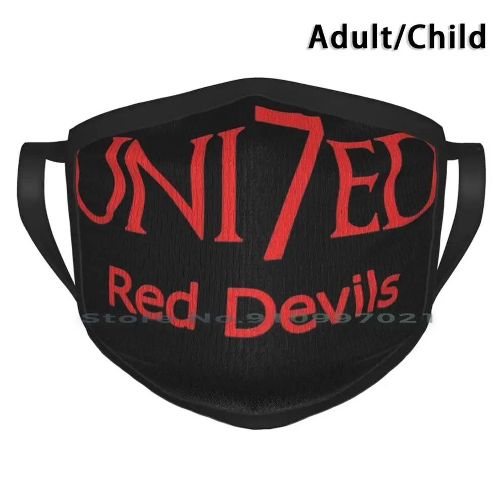 7 United Red Devils Of футболки моющаяся многоразовая маска для лица с фильтрами детей и