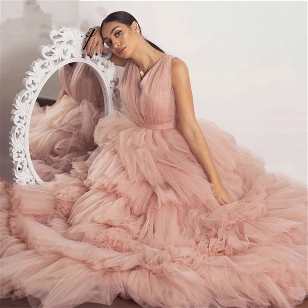 Вечерние платья Дубая дизайн румян Розовый V-образный вырез 2020 Vestidos De Festa