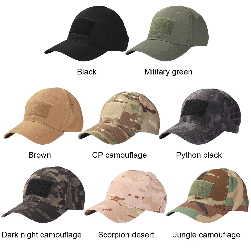 

Камуфляжная бейсболка для спорта на открытом воздухе с клейкой наклейкой, регулируемые кепки с защитой от ветра и солнца, мужские и женские ...