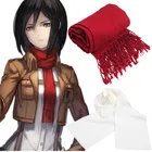 Японское аниме Атака Титанов Mikasa Ackerman шарф для косплея, красные повседневные универсальные шарфы, забавные наклейки