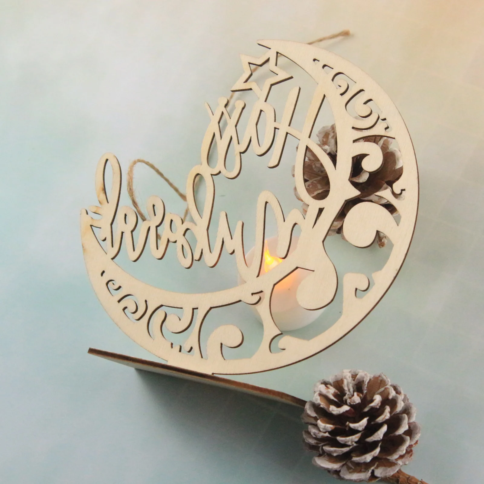 

Ramadan LED Candles Light EID Mubarak Diy Wooden Ornament Islamic Muslim Party Home Decorations Night Lamp