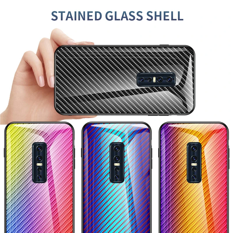Роскошный Углеродный волокно закаленное стекло крышка для Vivo V17 Pro Чехол 6 44