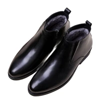 autumn winter warm genuine leather chelsea ankle boots men business work boots mens pointed toe zip short boots size 38 44