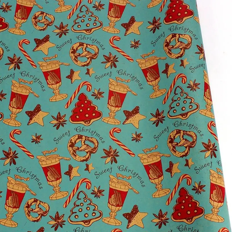 

5pc Christmas Gift Kraft Wrapping Paper Cartoon Packing Paper Party Supplies