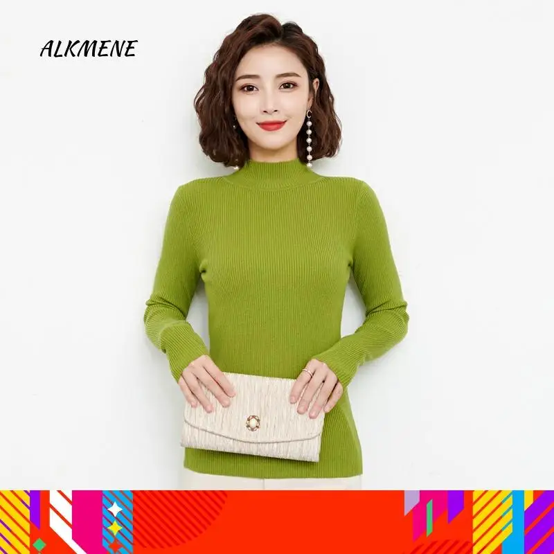 Осенний и зимний женский джемпер с высоким воротником длинный рукав толстый