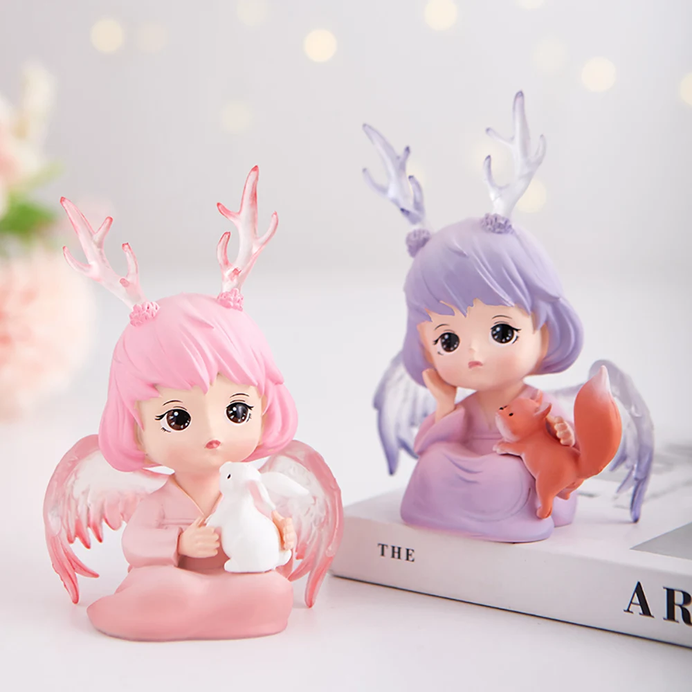 

Cartoon Angel Annie Statue for Interior Fairy Garden Miniatures Resin Ornaments Fairy Statue Home Decor kawaii Room Decoration