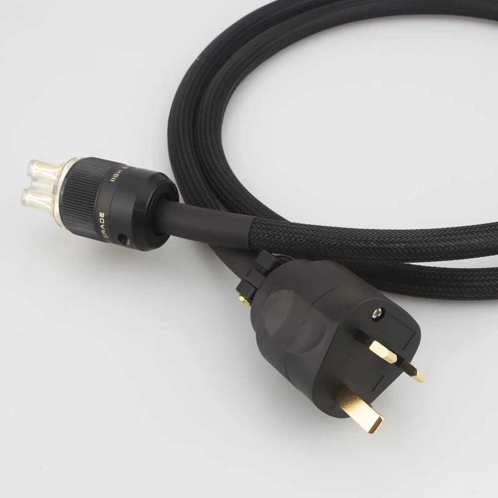 

P101 HIFI amplifier OFC Pure Copper Gold Plated UK IEC AC Female Male Power Plug Power Cable Cord Wire