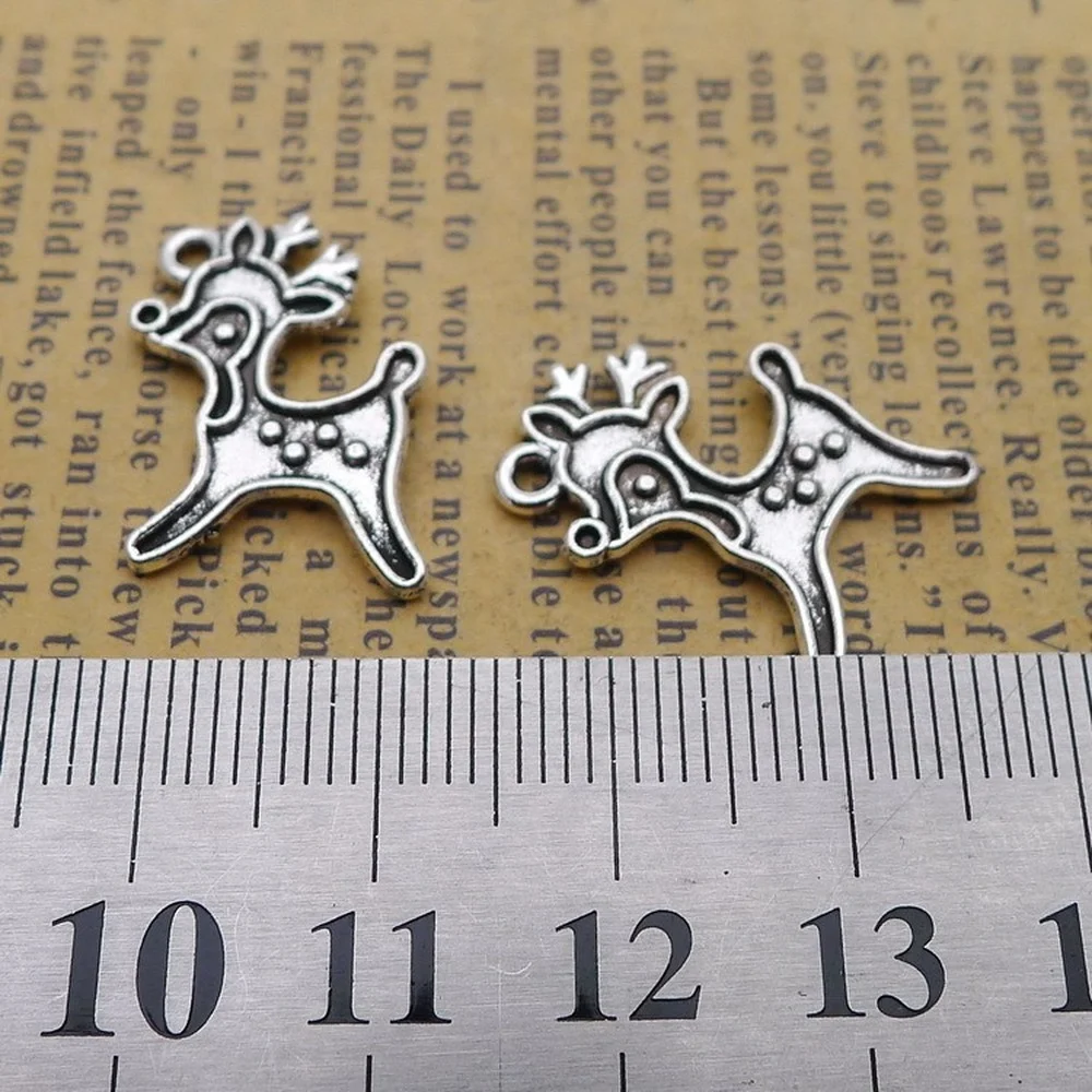 

200pcs Deer Charms 17mm x 20mm DIY Jewelry Making Pendant Antique Silver Color