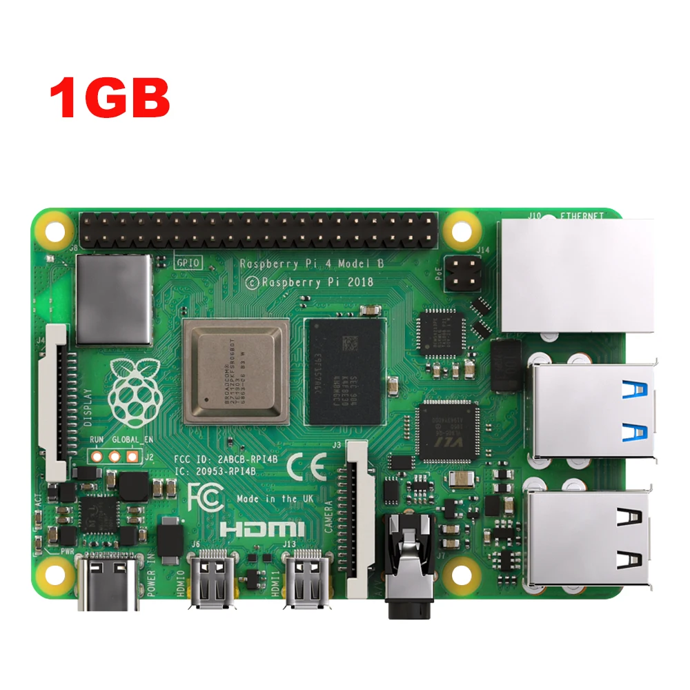 1GB Raspberry Pi 4 Модель B с 4 Гб/1 ГБ/2 ГБ ОЗУ BCM2711 четырехъядерный процессор Cortex-A72 ARM v8 1,5 ГГц Поддержка 2,4/5,0 ГГц - Цвет: 1GB
