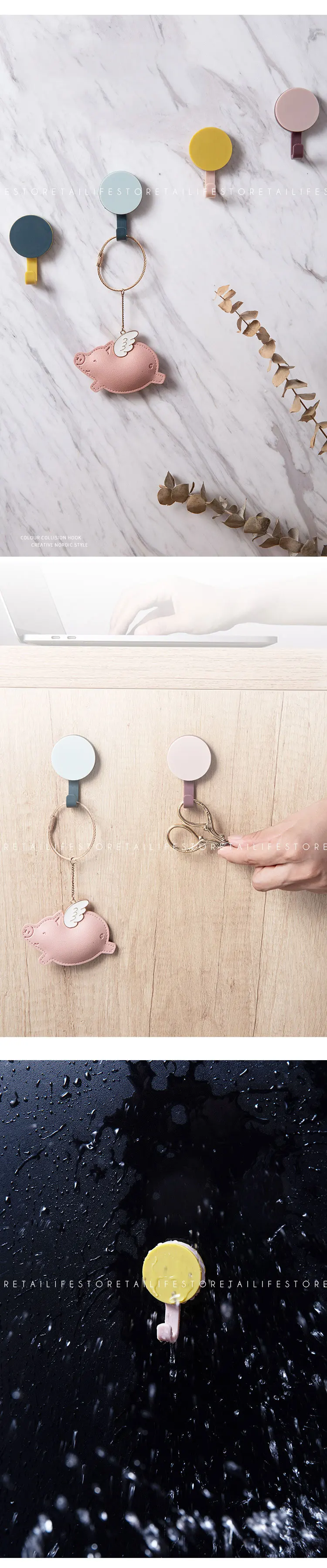 8 шт. скандинавские ABS Крючки для пальто монтируемый настенный держатель ключа водонепроницаемая одежда вешалка украшение для дома кухня ванная комната инструмент для сумки шляпа