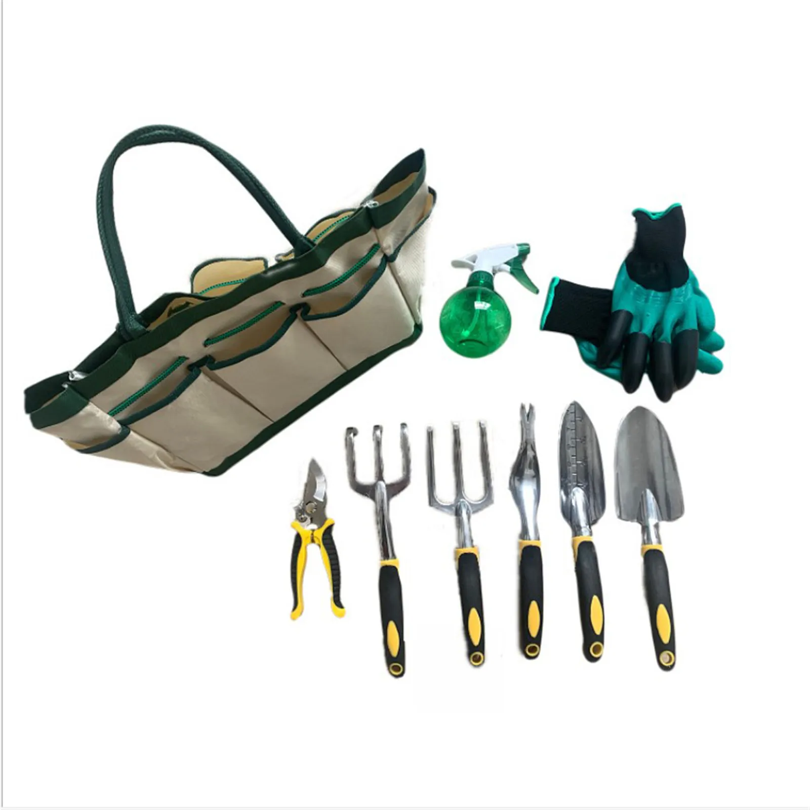 

9Pcs Gardening Tool Set Aluminum Alloy Gardening Kit With Carrying Case Portable Garden Tool Kit Garden Working Spade Shovel Set