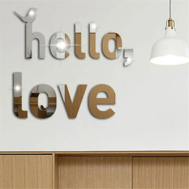 Креативные наклейки на стену с английским алфавитом надписью Hello Love акриловыми