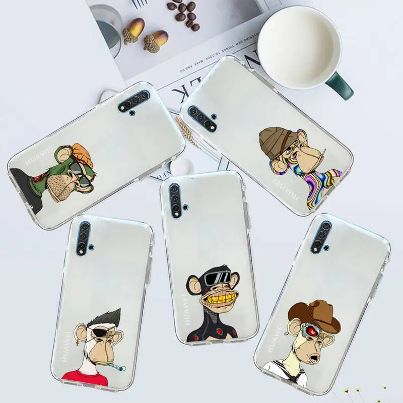 

Bored Ape Yacht Club cartoon Phone Case Transparent for Huawei honor P mate 40 20 30 10 50 i 9 x mate pro lite 8a