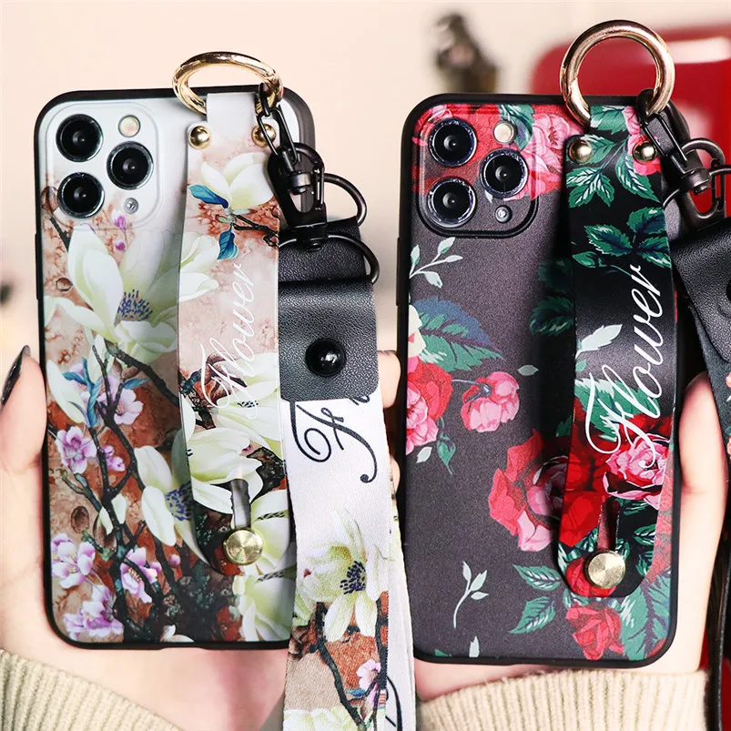Ремешок талреп цветок силиконовый держатель телефона чехол для iPhone 11 Pro Max X XR XS 5 5S