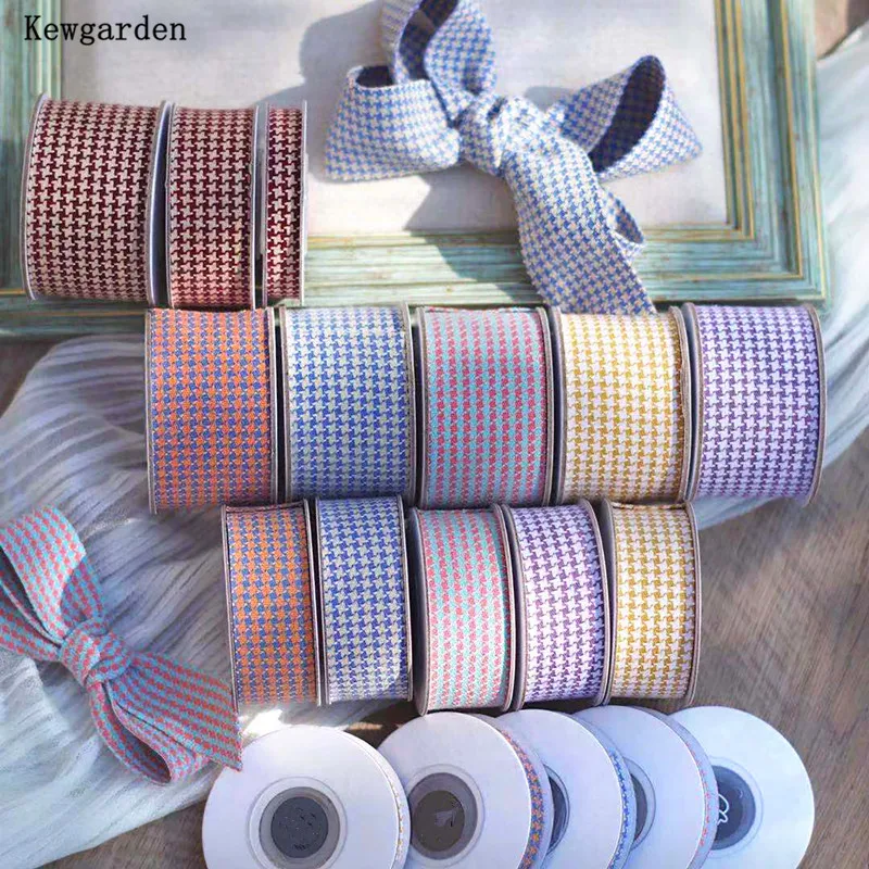 

Kewgarden Houndstooth Ribbon 1-1/2" 1" 10mm 25mm 38mm DIY Hair Bow Sewing Accessories Handmade Tape Packing Webbing 10 Yards