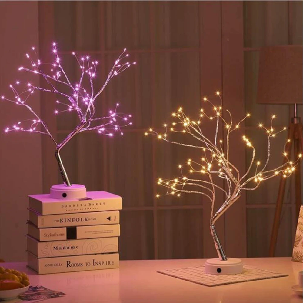 

LED USB Battery Power Touch Switch Tree Light Night Fairy Light Table Lamp For Home Bedroom Wedding Party Christmas