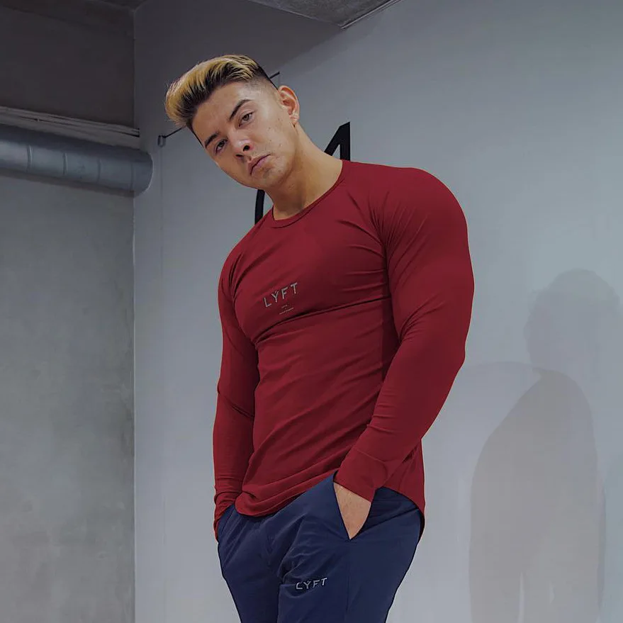 2021 фитнес тонкий бодибилдинг с длинным рукавом мужские компрессионные футболки